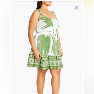 NWT City Chic Peta Floral Print Border Dress, size 24.